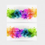 Business card template - front and back side. Watercolor painted line design.